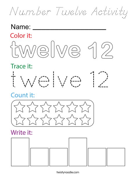 Number Twelve Activity Coloring Page