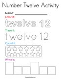 Number Twelve Activity Coloring Page