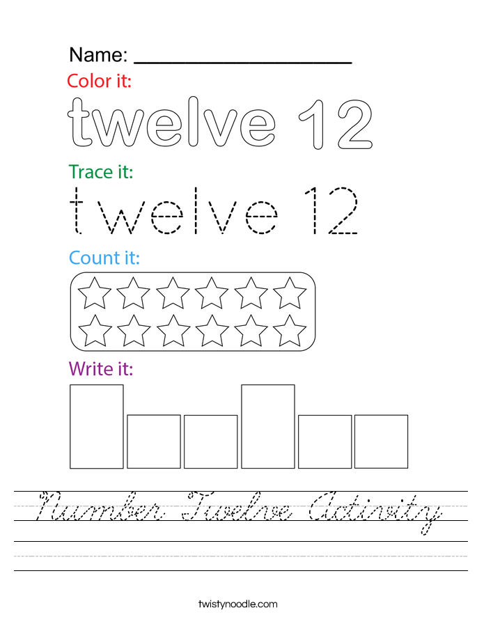 Number Twelve Activity Worksheet