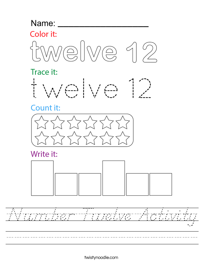 Number Twelve Activity Worksheet