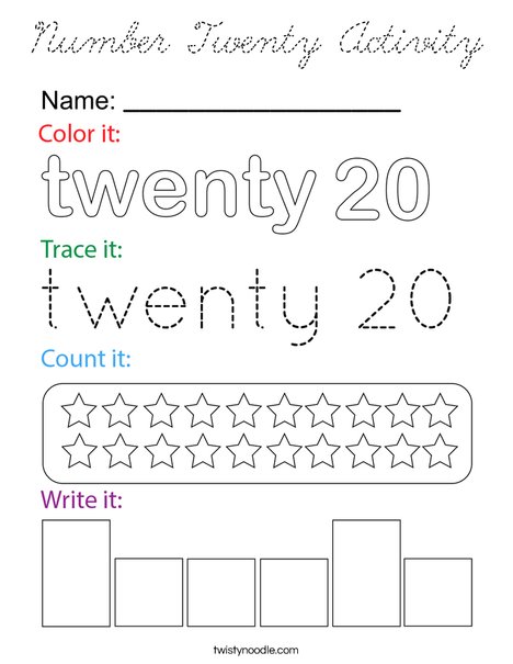 Number Twenty Activity Coloring Page