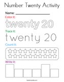Number Twenty Activity Coloring Page