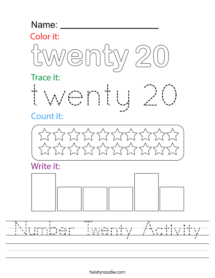 Number Twenty Activity Worksheet