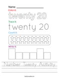 Number Twenty Activity Worksheet