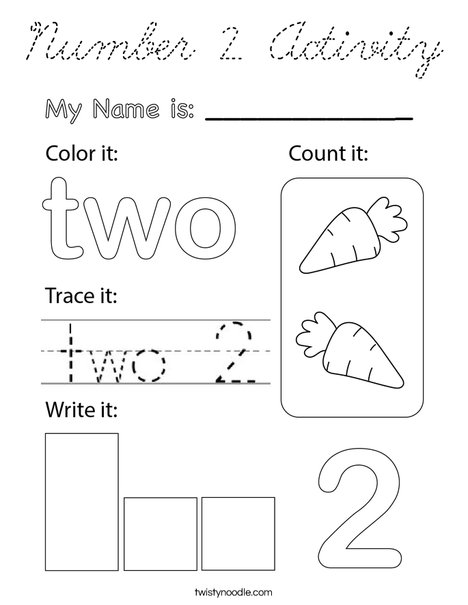 Number Two Activity Coloring Page