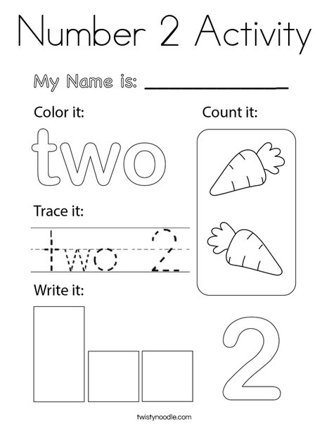 Number Two Activity Coloring Page