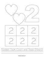Number Two- Count and Trace (Heart) Handwriting Sheet