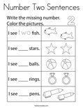 Number Two Sentences Coloring Page
