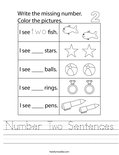 Number Two Sentences Worksheet