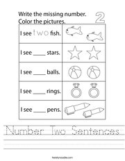 Number Two Sentences Handwriting Sheet