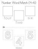 Number Word Match (4-6) Coloring Page