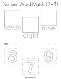 Number Word Match (7-9) Coloring Page