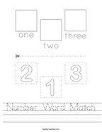 Number Word Match Handwriting Sheet