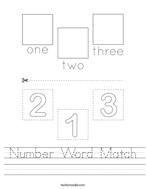 Number Word Match Worksheet