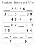 Numbers- Before and After Coloring Page