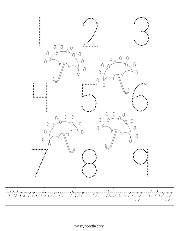 Numbers for a Rainy Day Worksheet
