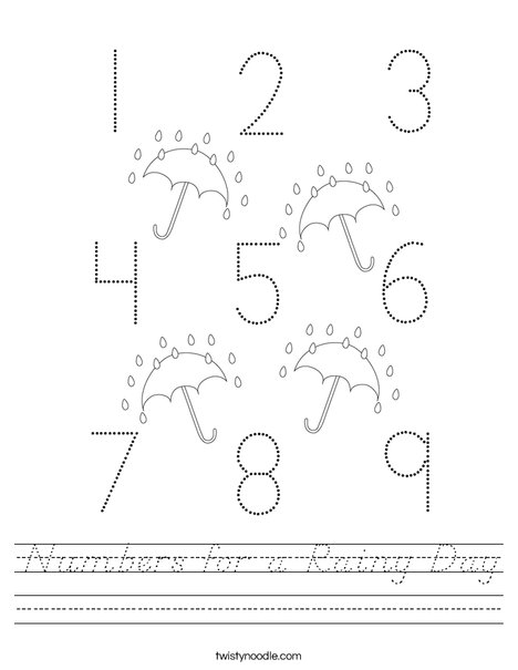 Numbers for a Rainy Day Worksheet