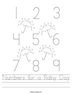 Numbers for a Rainy Day Handwriting Sheet