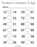 Numbers in between 2 digit Coloring Page