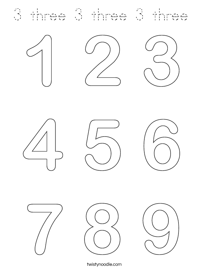 3 three 3 three 3 three  Coloring Page