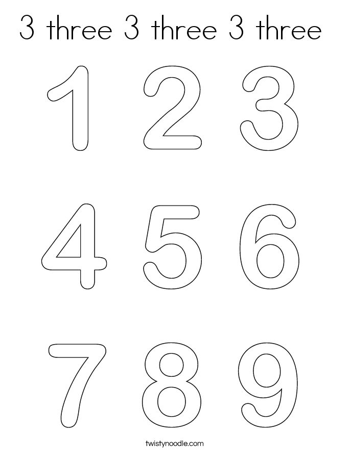 3 three 3 three 3 three  Coloring Page