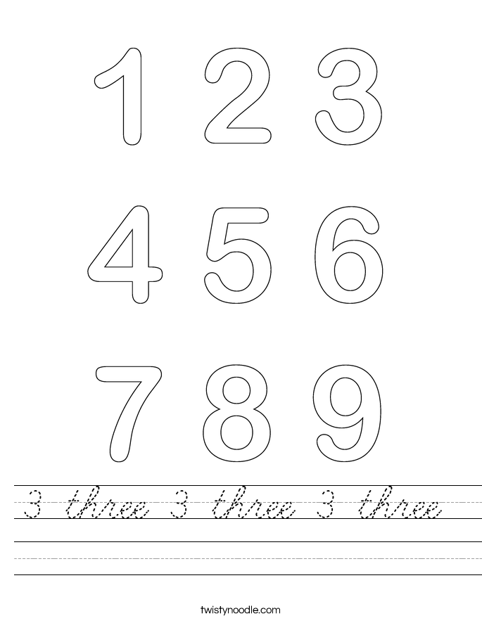 3 three 3 three 3 three  Worksheet