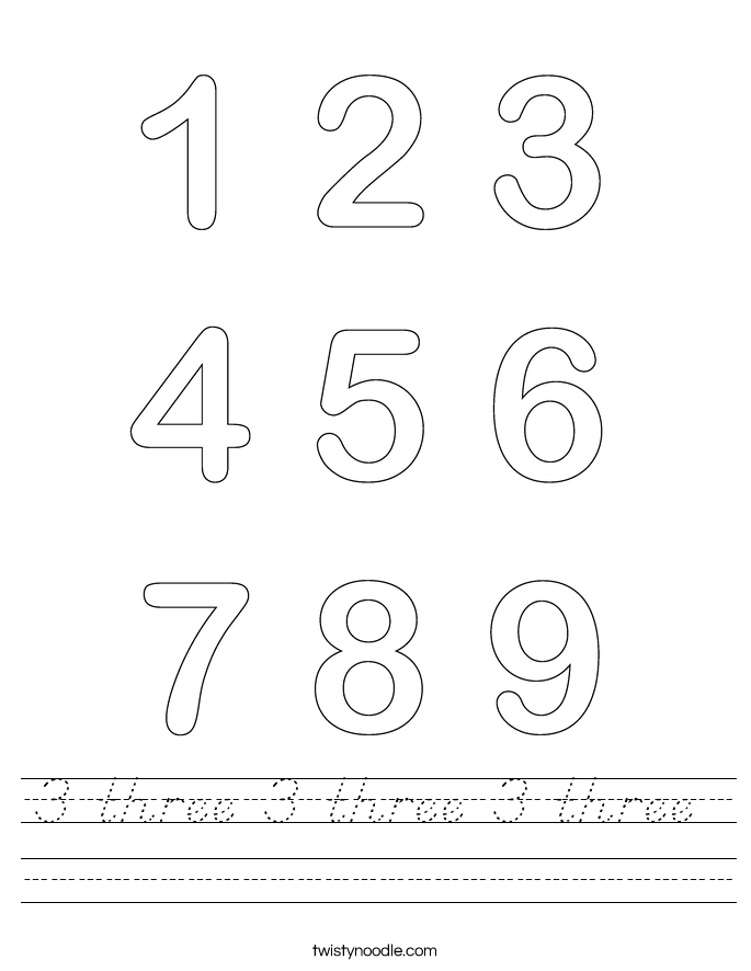 3 three 3 three 3 three  Worksheet