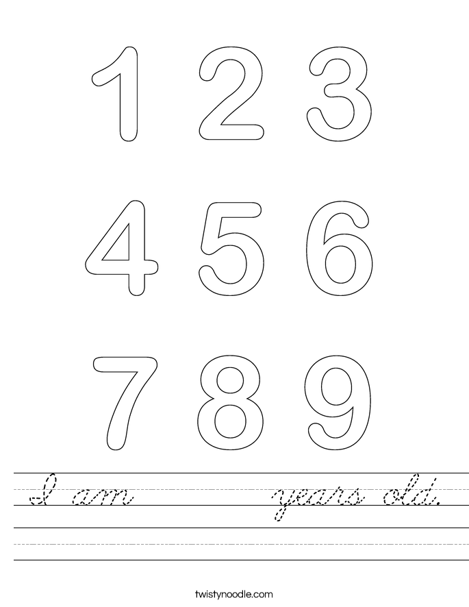 I am       years old. Worksheet