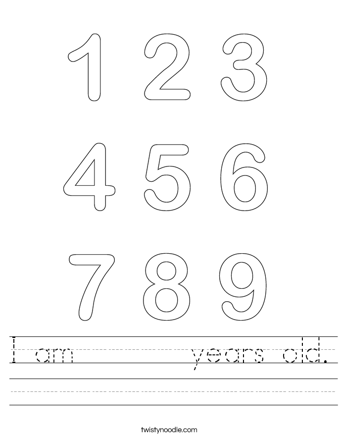 I am       years old. Worksheet