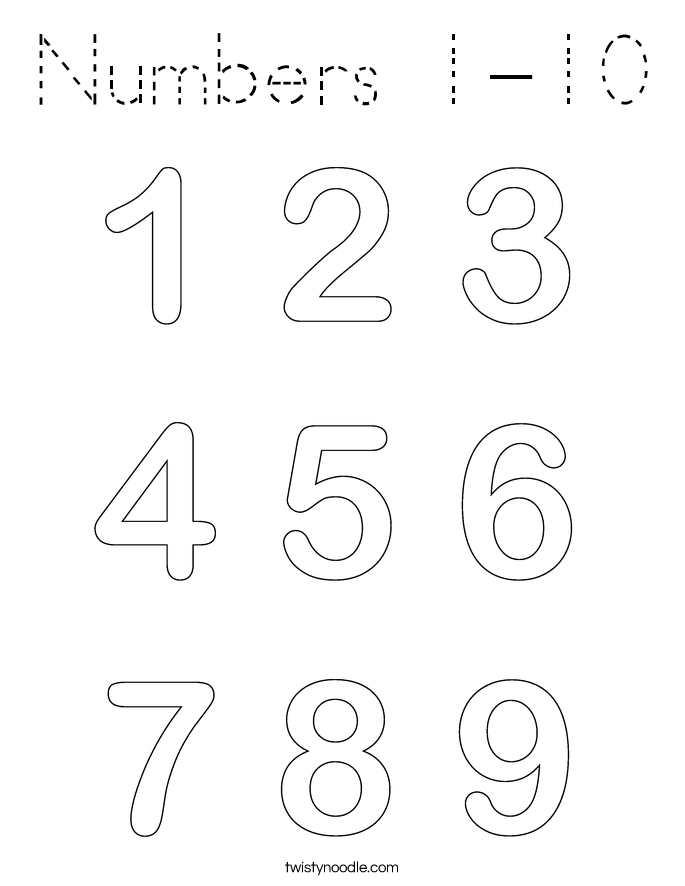 Numbers 1-10 Coloring Page