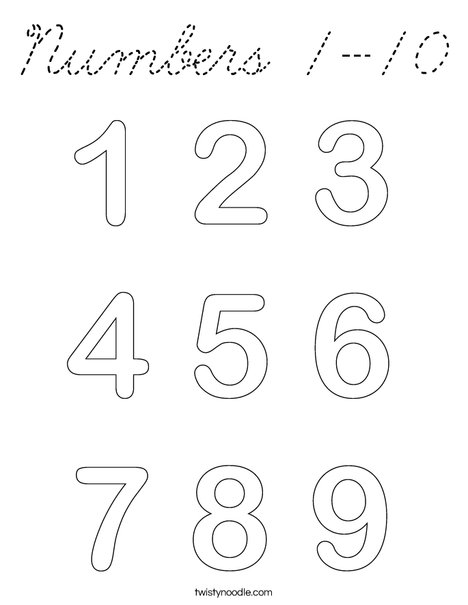 Numbers Coloring Page