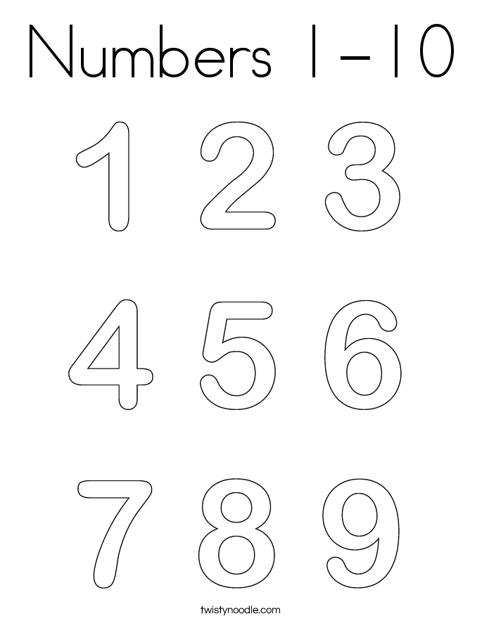 Numbers 1-10 Coloring Page