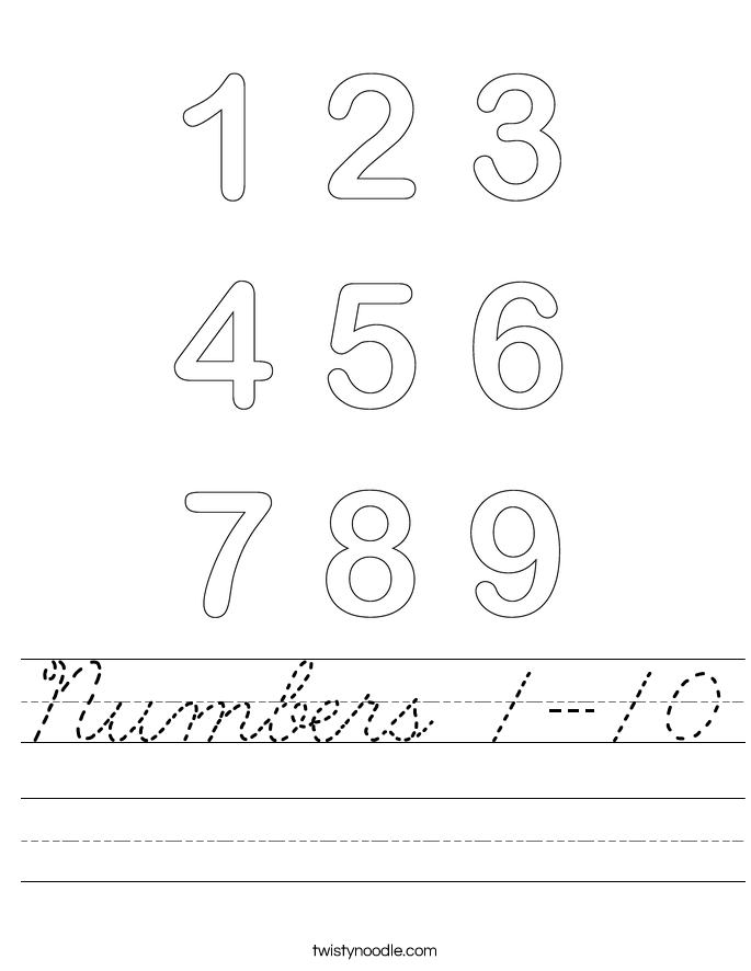 Numbers 1-10 Worksheet