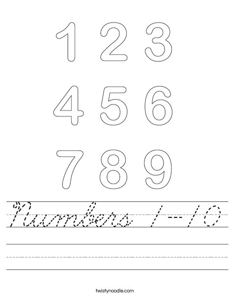 Numbers Worksheet