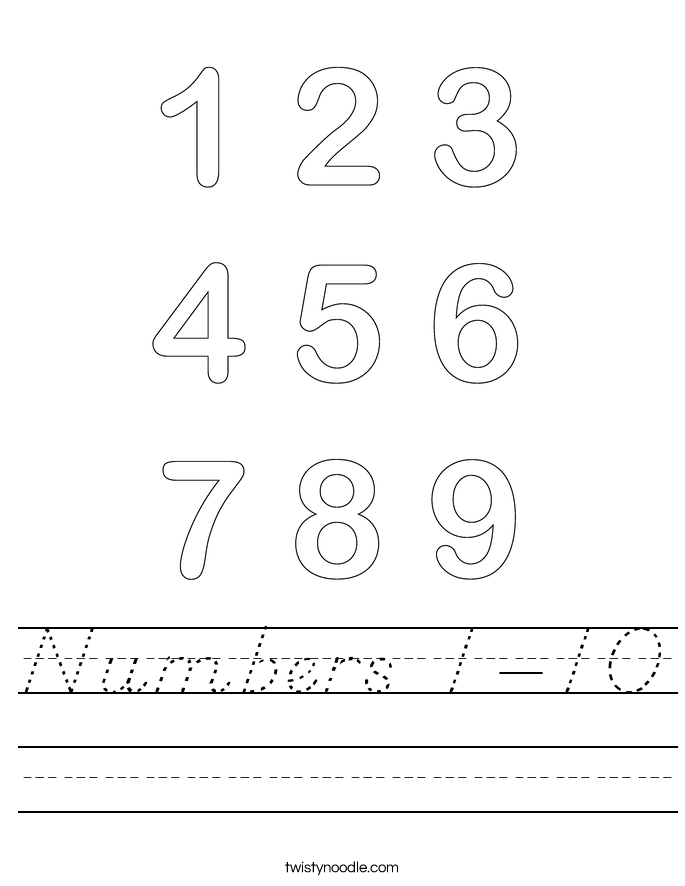 Numbers 1-10 Worksheet