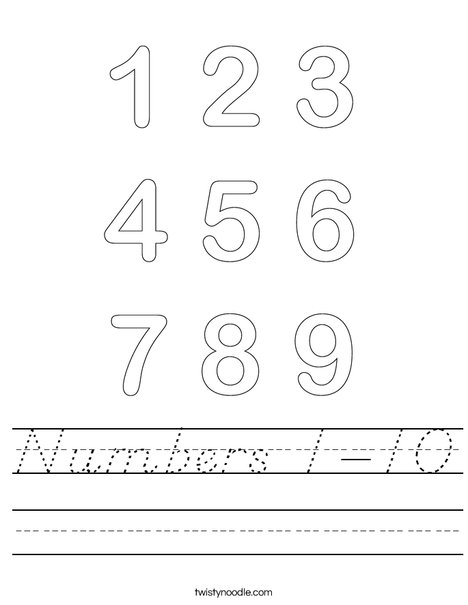 Numbers Worksheet