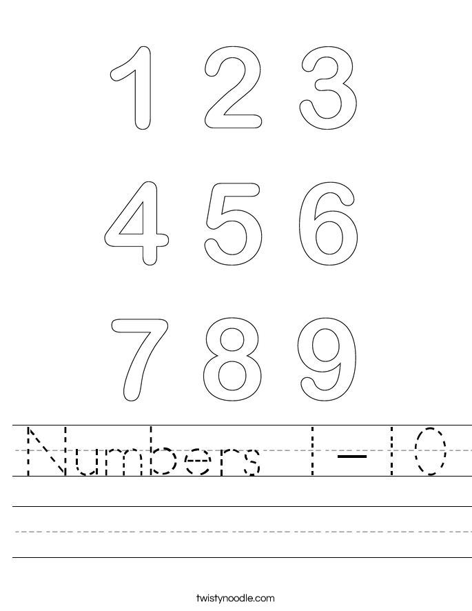 Numbers 1-10 Worksheet - Twisty Noodle