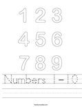 Numbers 1-10 Worksheet