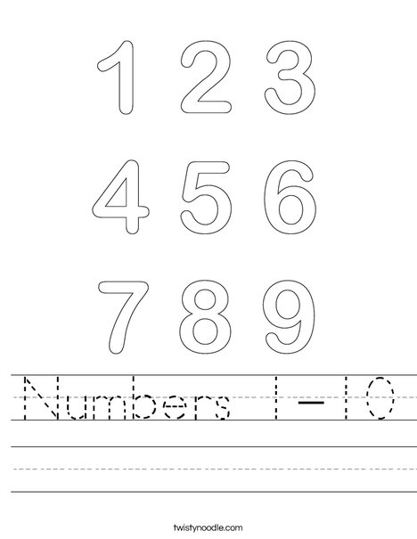 Numbers Worksheet