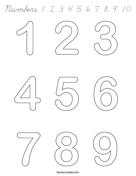 Numbers Coloring Page