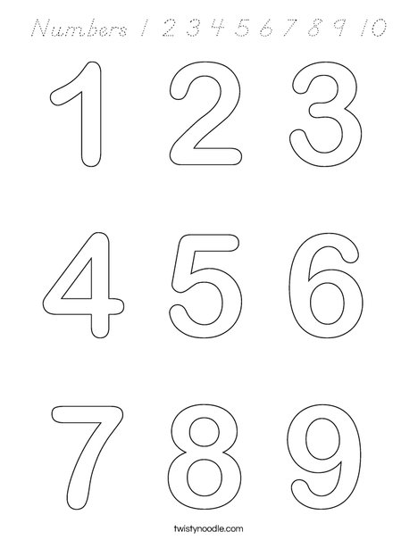 Numbers Coloring Page