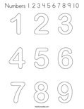 Numbers 1 2 3 4 5 6 7 8 9 10 Coloring Page