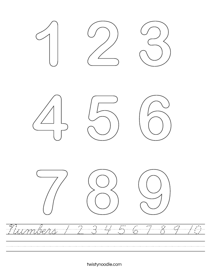 Numbers 1 2 3 4 5 6 7 8 9 10 Worksheet