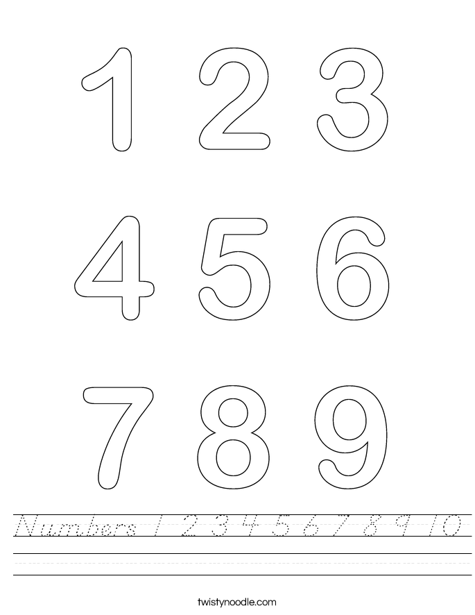 Numbers 1 2 3 4 5 6 7 8 9 10 Worksheet