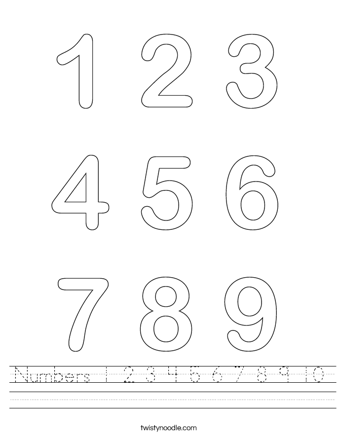Numbers 1 2 3 4 5 6 7 8 9 10 Worksheet