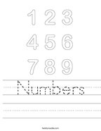 Numbers Handwriting Sheet