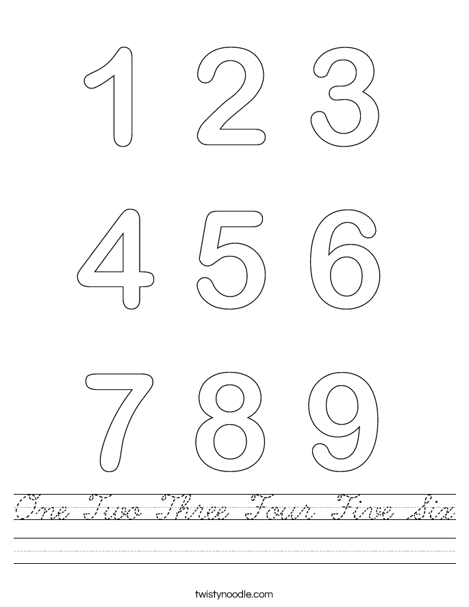 One Two Three Four Five Six Worksheet