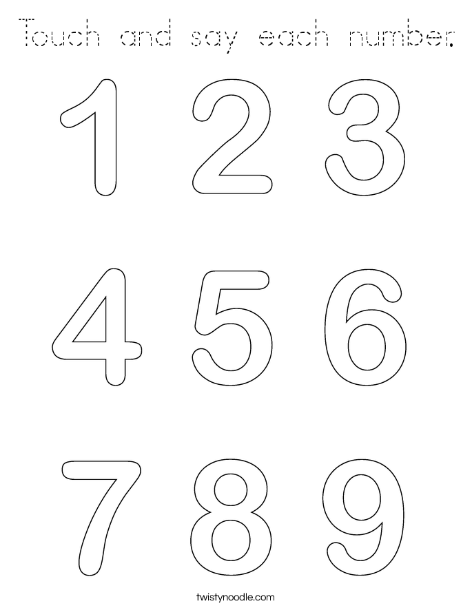 Touch and say each number. Coloring Page