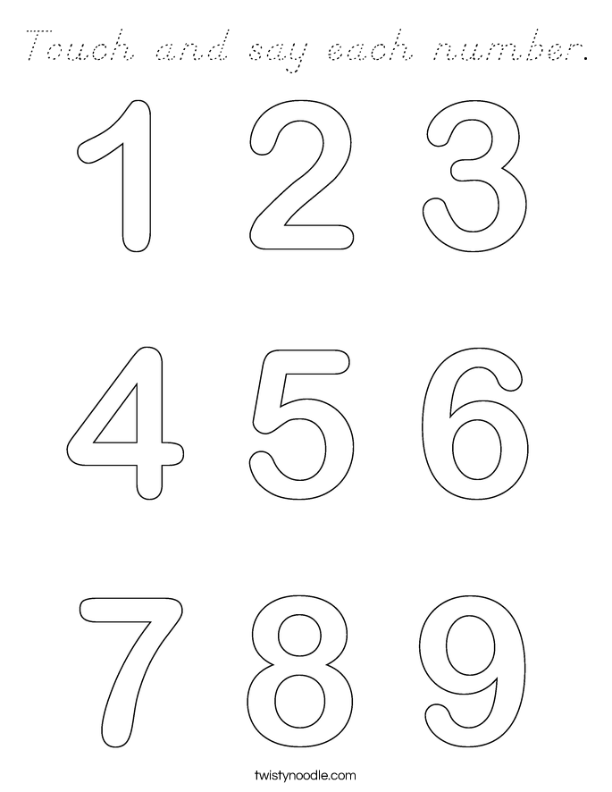 Touch and say each number. Coloring Page