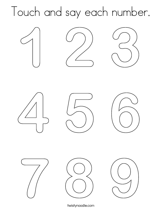 Touch and say each number. Coloring Page